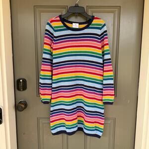 Hanna Andersson Rainbow Stripe 100% Cotton Knit‎ Sweater Dress 150cm 12
